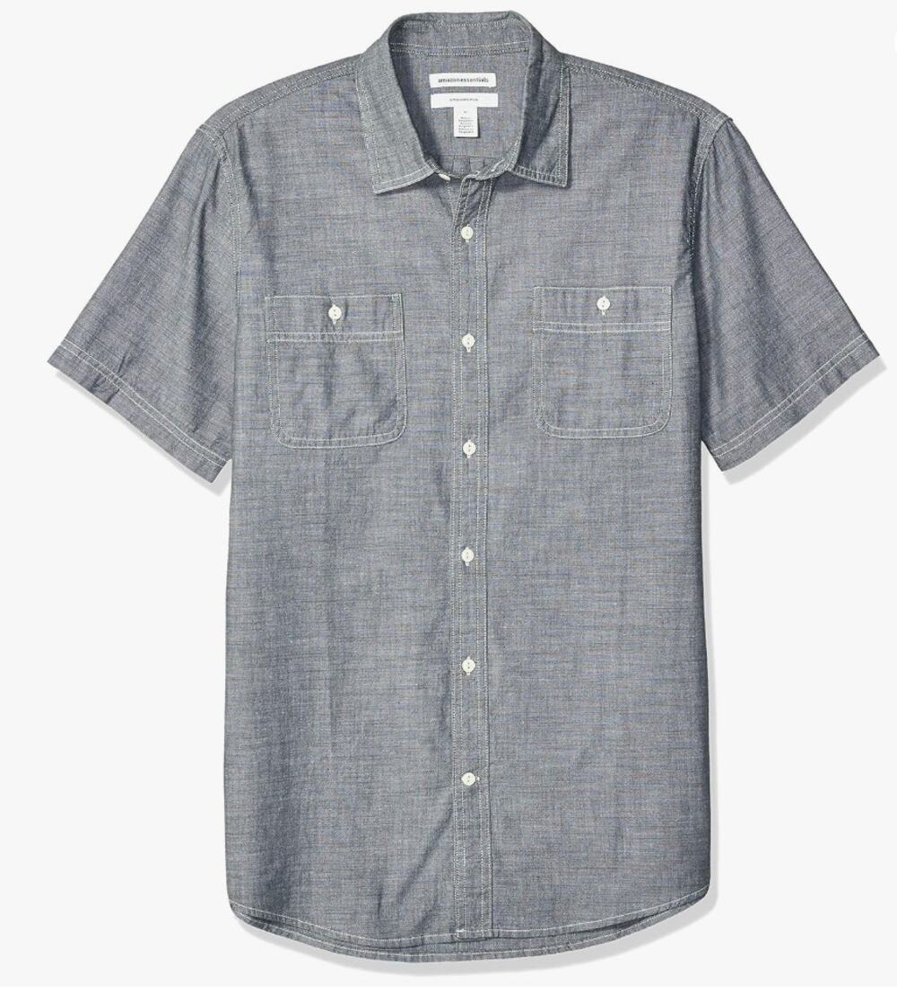 Amazon Essentials Men's Slim-Fit Short-Sleeve Poplin Shirt, XS